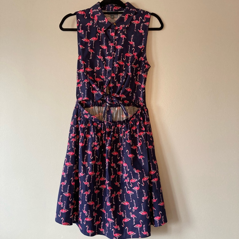 Modcloth Navy Flamingo Print Dress
